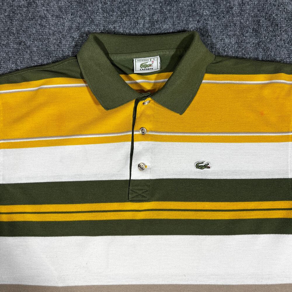 Y2K Lacoste Striped Polo Shirt Large - Picture 2 of 8
